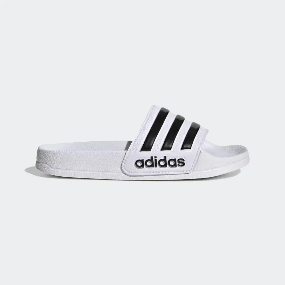 ADIDAS ADILETTE SHOWER SLIDES SANDAL, WHITE/BLACK/BLACK, 1 US UNISEX LITTLE KID